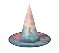 Zaixiansj Sombrero de bruja de Halloween, disfraz de fantasía paraíso con estampado espacial, sombrero espeluznante para adultos