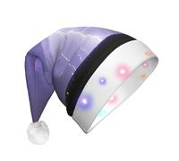 Zaixiansj Sombrero de Navidad iluminado con estampado de tormenta de rayo, sombrero de Papá Noel LED de felpa para adultos, gorra de fiesta brillante