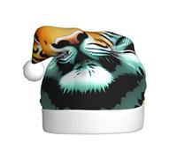 Zaixiansj Sombrero de Papá Noel con diseño de cabeza de tigre gordo para adultos, sombrero de Papá Noel, accesorio para disfraz y fiesta de Navidad