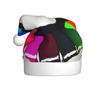 Zaixiansj Sombrero de Papá Noel con estampado de círculos de colores para adultos, sombrero de Papá Noel, accesorio para disfraz y fiesta de Navidad