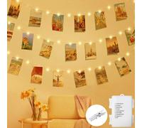ZAIYW 5 m 50 luces LED Poto cadena de luces con temporizador para coche, 8 modos, cadena de luces con clips de fotos, funciona con 30 pinzas para fotos, pared, salón, bodas, fiestas