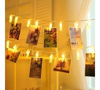 ZAIYW Cadena de luces con clip de fotos 3M, 20 luces LED para fotos con temporizador automático, 8 modos de luces colgantes de fotos alimentadas por batería con 20 clips para dormitorio, boda, fiesta