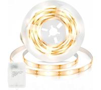 ZAIYW Tira de luces LED a batería, 30 luces LED de 1 m con temporizador, 5 modos, impermeable, autoadhesiva, cortable, para dormitorio, espejo, cocina, armario, decoración de patio (blanco cálido)