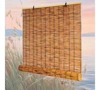 ZAJENKUB Cortinas Bambu Exterior Natural Persianas de Caña Enrollables 80 90 100 120 130 150 160 180cm Fácil de Instalar Persianas Romanas Blackout Estor Bambu para Cocina Jardín Porche Terraza