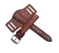 ZAJYZZF Correa de Reloj Piel for Hombre, Negra o marrón, 18, 20 y 22 mm, Compatible con Fo-ssil JR1401 O-Mega. Incluye Bandeja(Dark Brown-White,24mm)