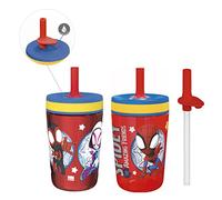 Zak Designs Blue's Clues Kelso - Juego de vasos con tapa de rosca a prueba de fugas con popote, paquete para niños incluye vasos de plástico y acero inoxidable con sorbo adicional, juego de 3 piezas,