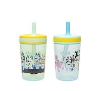 Zak Designs Bluey Kelso - Vasos para niños pequeños para viajes o en casa, 15 onzas, paquete de 2 vasos de plástico duradero con diseño a prueba de fugas, perfectos para niños (Bluey y amigos)
