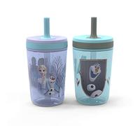Zak Designs Disney Frozen II Movie Kelso - Juego de vasos con tapa de rosca a prueba de fugas con popote, hecho de plástico duradero y silicona, paquete perfecto para niños (Ffrozen 2 Olaf, 15 onzas,