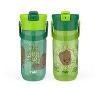 Zak Designs Harmony Marvel Groot Botella de agua para viajes o en casa, plástico reciclado de 18 onzas a prueba de fugas cuando está cerrada, con tapa de popote y asa de transporte, paquete de 2