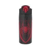 Zak Designs Marvel Spider-Man - Botella de agua para la escuela o viajes, botella de agua de plástico duradero de 25 onzas con popote, asa y a prueba de fugas, cubierta de boquilla emergente