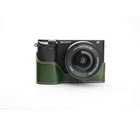 Zakao A6400 A6100 - Funda de piel auténtica hecha a mano para Sony Alpha A6400 A6100, versión de apertura inferior con correa de mano, color verde