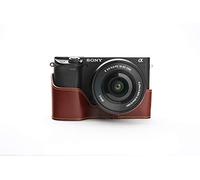 Zakao A6400 A6100 - Funda de piel auténtica hecha a mano para Sony Alpha A6400 A6100, versión de apertura inferior con correa de mano (marrón)