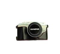 Zakao E-PL7 Funda de piel auténtica auténtica con apertura de mitad inferior, funda para cámara con correa de mano, funda protectora para Olympus PEN E-PL7 (negro)