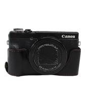 Zakao Funda G5 X Mark II, de piel sintética con apertura media inferior, funda para cámara con correa de mano, funda protectora para Canon PowerShot G5 X Mark II (negro)