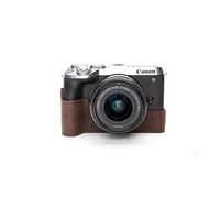 Zakao - Funda para cámara EOS M6 Mark II, hecha a mano, de piel auténtica, con correa de mano, café, Estilo retro