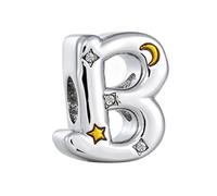 ZakiaHo Abalorio brillante con letra del alfabeto y estrella para pulseras, regalo de cumpleaños, compatible con pulseras Pandora, Cobre, Sin piedra preciosa