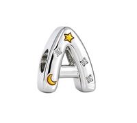 ZakiaHo Abalorio brillante con letra del alfabeto y estrella para pulseras, regalo de cumpleaños, compatible con pulseras Pandora, Cobre, Sin piedra preciosa