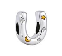 ZakiaHo Abalorio brillante con letra del alfabeto y estrella para pulseras, regalo de cumpleaños, compatible con pulseras Pandora, Cobre, Sin piedra preciosa