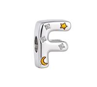 ZakiaHo Abalorio brillante con letra del alfabeto y estrella para pulseras, regalo de cumpleaños, compatible con pulseras Pandora, Cobre, Sin piedra preciosa