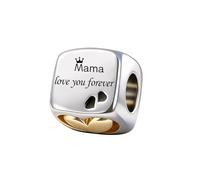 ZakiaHo Abalorio chapado en oro para mamá, hija, hermana, amiga, nana, nieta, esposa, corazón Love You Forever, abalorio para pulseras, joyería de cumpleaños para mujer, regalo compatible con pulseras