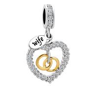 ZakiaHo Abalorio de anillo de boda con corazón para mujer, para mujer, día de San Valentín, cumpleaños, compatible con pulseras Pandora, Cobre, No es una piedra preciosa