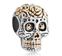 ZakiaHo Abalorio de calabaza fantasma de calavera de Halloween para pulseras compatibles con pulseras Pandora, Cobre, No es una piedra preciosa