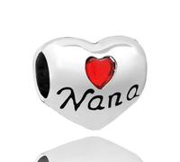 ZakiaHo Abalorio de corazón Love Nana You are Special Grandma para pulseras compatibles con pulseras Pandora, Cobre, No es una piedra preciosa