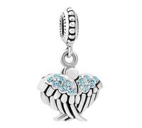 ZakiaHo Abalorios de estrella de la esperanza con alas de ángel de la guarda para pulseras, regalos de cumpleaños, compatibles con pulseras Pandora, Cobre, No es una piedra preciosa