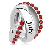 ZakiaHo Dijes de piedra natal para pulseras de abalorios, anillo de la trinidad, cuentas de feliz cumpleaños, compatible con pulseras Pandora, Cobre, No es una piedra preciosa