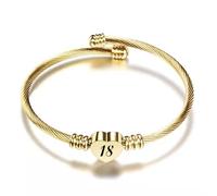 ZakiaHo Pulsera chapada en oro de 12, 13, 16, 18, 21, 30, 40, 50, 60, 70, regalos de cumpleaños para mujer, joyería ajustable y delicada con corazón, Acero inoxidable, No es una piedra preciosa