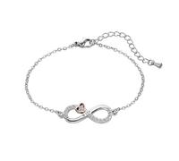 ZakiaHo Pulseras de acero inoxidable con corazón infinito para mujeres y niñas, chapado en oro rosa, cadena ajustable delicada de cristal transparente, Acero inoxidable, No es una piedra preciosa