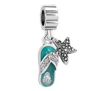 ZakiaHo Sandalias de verano para la playa con diseño de estrella de mar para pulseras compatibles con pulseras Pandora, Cobre, No es una piedra preciosa