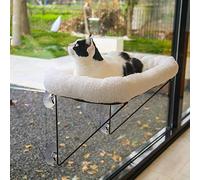 Zakkart Percha para Ventana para Gatos, 100% Metal apoyada Desde Abajo, Viene con Cama cálida y espaciosa para Mascotas, Hamaca para Gatos Grandes y Gatitos, para Tomar el Sol, Tomar Siestas y Mirar