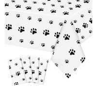 ZAKVOOR Paquete de 4 manteles rectangulares desechables de plástico con estampado de la Patrulla Canina para fiestas de cumpleaños temáticas, decoración de comedor, cocina, 70.8 x 54 pulgadas (negro)
