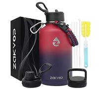 ZAKVOP Botella Termica 2 Litros, Termo Acero Inoxidable con Pajitas y 3 Tapas, Botella Agua de Doble Pared con Asa de Paracord, Botella Isotermica a Prueba de Fugas