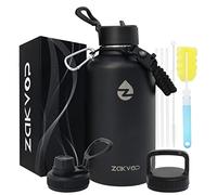 ZAKVOP Botella Termica 2 Litros, Termo Acero Inoxidable con Pajitas y 3 Tapas, Botella Agua de Doble Pared con Asa de Paracord, Botella Isotermica a Prueba de Fugas