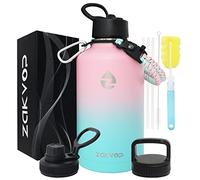 ZAKVOP Botella Termica 2 Litros, Termo Acero Inoxidable con Pajitas y 3 Tapas, Botella Agua de Doble Pared con Asa de Paracord, Botella Isotermica a Prueba de Fugas