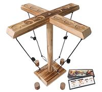 ZAKVOP - Juego de lanzamiento de anillos para adultos, 4 jugadores TIK Tok de juguete de gancho y anillo de lanzamiento de juego de batalla, ganchos de lanzamiento de lazo de madera hechos a mano, juego interactivo de ritmo rápido para fiesta en casa