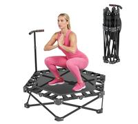 ZAKVOP Mini Trampolín Plegable, Cama Elástica Fitness de Interior con Barra Ajustable, Trampolin para Adultos de 106 cm, Estable hasta 275 kg, Jumping Fitness para Casa