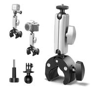 ZAKVOP Soporte para cámara de acción para moto, soporte para bicicleta, abrazadera con brazo de bola de 360°, brazo mágico con abrazadera Super Clamp, trípode para GoPro Hero, Insta360 X3, monitor,