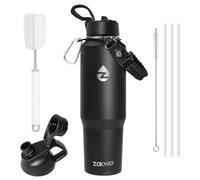 ZAKVOP Taza Termica 1,2 L, Taza Termo con Pajitas y Dos Tapas, Botella Termica de Acero Inoxidable con Mango de Paracord para Portavasos, Vaso Termo Cafe para Llevar