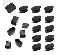 Zaky - Tapa de plástico para silla de escritorio, Protectores Sillas (15 x 30 mm, ovalada, 20 unidades), color negro