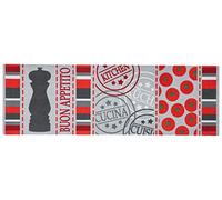 Zala Living Cook & Clean - Alfombra de Pasillo Antideslizante, Tejido Plano, de Pelo Corto, Lavable, para Cocina, Pasillo, Cocina, salón, Gris, Rojo, 50 x 150 cm