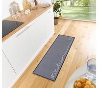Zala Living Cook & Clean Runner - Alfombra Antideslizante de Tejido Plano, Pelo Corto, Alfombra de Cocina, Lavable para Pasillo, Cocina, Sala de Estar, Color Gris, 50 x 150 cm