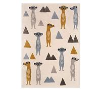 Zala Living Livone Happy Meerkats - Alfombra Infantil (120 x 170 cm, 100% Polipropileno, Certificado Öko-Tex Standard 100, Apta para Suelo Radiante), Color Crema y Multicolor