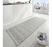 Zala Living Soho - Alfombra de Pasillo de Cocina, Antideslizante, Tejido Plano, de Pelo Corto, Lavable para Pasillo, Cocina, salón, baño, Color Gris Crema, 80 x 200 cm