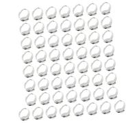 zalati 50 bases de anillo, plateadas en plata, ajustable, ajuste de base en blanco, bandeja de bisel redondo, 1,5 cm