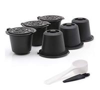 zalati Cápsulas de café 6 piezas Cápsulas de café recargables y reutilizables con filtro, cuchara y cepillo para tazas Nespresso OriginalLine Compatibles