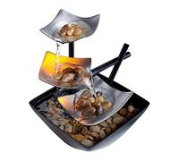 zalati Fuente de mesa con luz LED, interruptor automático de alimentación, rocas naturales de río para decoración de interiores y oficinas