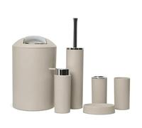 Zalati Juego de accesorios de baño 6 piezas - botella de loción, portacepillos de dientes, jabonera, escobilla de inodoro, papelera - beige